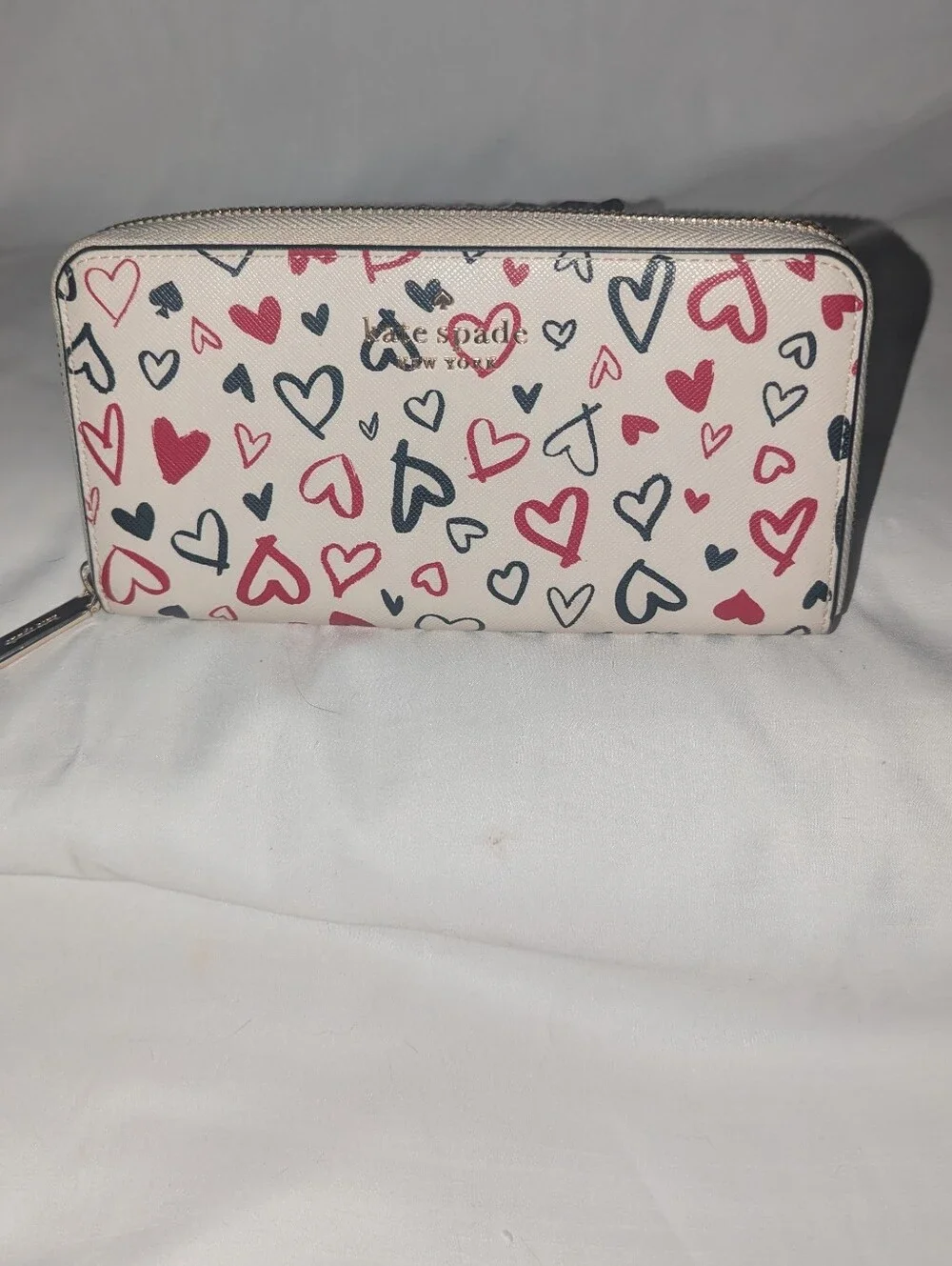 Kate Spade Staci Scribble Hearts Print Continental Zip Wallet
